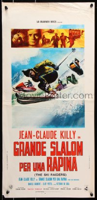 7y727 SNOW JOB Italian locandina 1972 Jean-Claude Killy is a thief on skis after $240,000, Franco gun art!