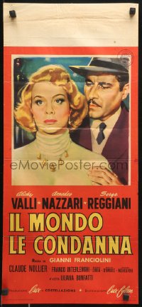 7y752 WORLD CONDEMNS THEM Italian locandina 1953 art of prostitute Alida Valli by Manno!