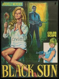 7y187 BLACK SUN Pakistani 1966 completely different artwork of sexy Michele Mercier, Daniel Gelin!