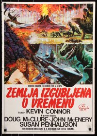 7y171 LAND THAT TIME FORGOT Yugoslavian 20x28 1977 Edgar Rice Burroughs, Akimoto dinosaur art!