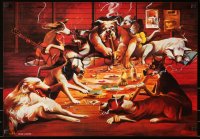 7z197 DOGS PLAYING POKER 19x27 Thai commercial poster 1990s art of dogs playing poker by Dom!