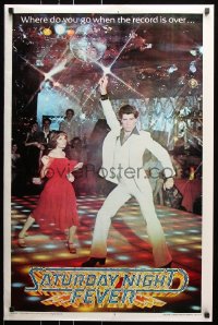 7z226 SATURDAY NIGHT FEVER 23x35 commercial poster 1977 John Travolta & Karen Lynn Gorney, disco!