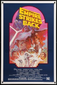 7z611 EMPIRE STRIKES BACK studio style 1sh R1982 George Lucas sci-fi classic, cool artwork by Tom Jung!