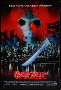 7z630 FRIDAY THE 13th PART VIII advance 1sh 1989 Jason Takes Manhattan, NYC has a new problem!