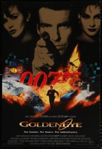 7z648 GOLDENEYE 1sh 1995 cast image of Pierce Brosnan as Bond, Isabella Scorupco, Famke Janssen!