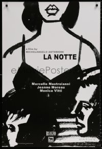 7z714 LA NOTTE 1sh R2016 Michelangelo Antonioni, Moreau, Mastroianni, artwork by Keiko Kimura!