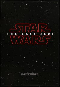 7z718 LAST JEDI teaser DS 1sh 2017 black style, Star Wars, Hamill, classic title treatment in space!