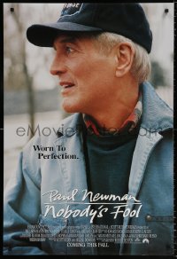 7z791 NOBODY'S FOOL advance DS 1sh 1994 great close-up of worn to perfection Paul Newman!