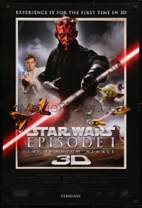 7z813 PHANTOM MENACE int'l advance DS 1sh R2012 Star Wars Episode I in 3-D, top cast!