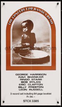7z253 CONCERT FOR BANGLADESH 14x25 music poster 1972 rock & roll benefit show, starving child!