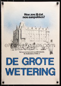7z340 DE GROTE WETERING 17x24 Dutch special poster 1970s satirical protest of traffic congestion!