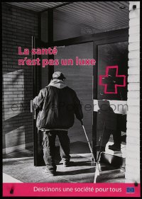 7z341 DESSINONS UNE SOCIETE POUR TOUS 24x34 French special poster 1990s disabled man entering door!