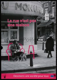 7z342 DESSINONS UNE SOCIETE POUR TOUS 24x34 French special poster 1990s man with dog on sidewalk!