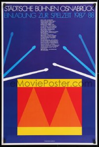 7z053 EINLADUNG ZUR SPIELZEIT 1987-88 22x33 German stage poster 1987 art of a drum by Per Arnoldi!