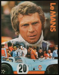7z388 LE MANS 17x22 special poster 1971 Gulf Oil, race car driver Steve McQueen, orange title design!