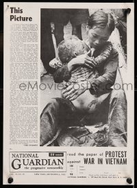 7z074 NATIONAL GUARDIAN 10x14 advertising poster 1966 image of badly burned baby, Vietnam protest