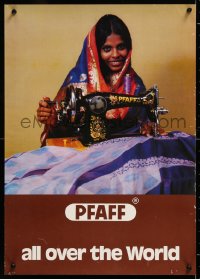 7z076 PFAFF purple thread style 17x24 advertising poster 1970s sewing machines all over the world!