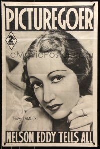 7z415 PICTUREGOER Dorothy Lamour style 20x30 English special poster 1938 great close-up portrait!