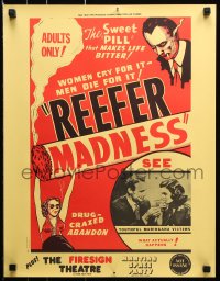 7z428 REEFER MADNESS 17x22 special poster R1972 marijuana is the sweet pill that makes life bitter!