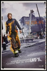 7z067 RESCUE ME printer's test tv poster 2000s great image of Denis Leary on fire!