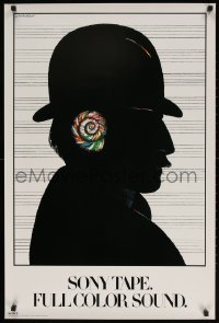 7z080 SONY 24x36 advertising poster 1980 Milton Glaser art of silhouette & blank sheet music!!