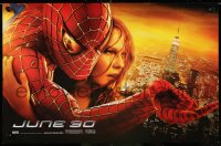 7z442 SPIDER-MAN 2 11x17 special poster 2004 3D Tobey Maguire in the title role over city!