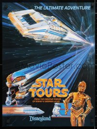 7z444 STAR TOURS 18x24 special poster 1986 Star Wars & Disney, Delaney art of C-3PO & R2-D2!