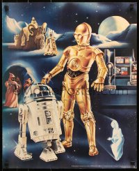 7z448 STAR WARS 19x23 special poster 1978 Goldammer art, the droids, Leia, Procter & Gamble tie-in!
