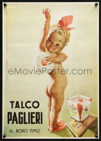 7z456 TALCO PAGLIERI 13x19 special poster 1980s Boccasille art of baby with powder!