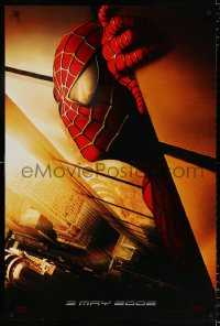 7z892 SPIDER-MAN teaser 1sh 2002 Tobey Maguire w/WTC towers in eyes, Marvel Comics!