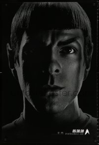 7z901 STAR TREK teaser 1sh 2009 close-up image of Zachary Quinto as Spock over black background!