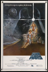 7z912 STAR WARS style A first printing 1sh 1977 Tom Jung art, domestic version w/ PG rating!