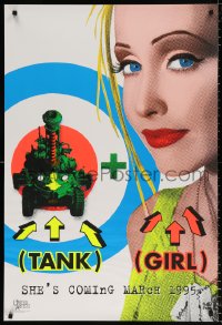 7z933 TANK GIRL teaser 1sh 1995 Lori Petty, based on the comic strip, cool blacklight design!
