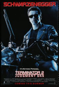 7z935 TERMINATOR 2 advance DS 1sh 1991 Arnold Schwarzenegger on motorcycle with shotgun!