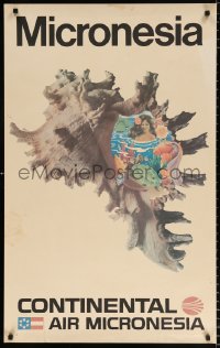 7z089 CONTINENTAL MICRONESIA 25x40 travel poster 1960s art of a woman and various sea creatures!