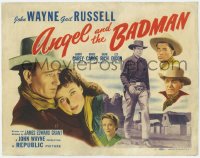 8a002 ANGEL & THE BADMAN TC 1947 great image of cowboy John Wayne, sexy Gail Russell & co-stars!
