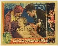 8a047 CIRCUS QUEEN MURDER LC 1933 c/u of Adolphe Menjou kneeling by mortally wounded trapeze lady!