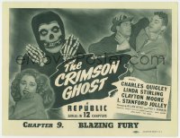 8a007 CRIMSON GHOST chapter 9 TC 1946 great image of the spooky title character, Blazing Fury!