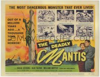 8a010 DEADLY MANTIS TC 1957 classic art of the giant thousand ton insect on Washington Monument!