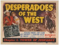 8a011 DESPERADOES OF THE WEST chapter 1 TC 1950 cowboy western serial, full-color, Tower of Jeopardy!