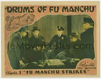 8a057 DRUMS OF FU MANCHU chapter 1 LC 1940 Sax Rohmer, Fu Manchu Strikes, police at murder scene!