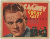 8a018 GREAT GUY TC 1936 wonderful super close portrait of James Cagney, who's fighting crooks!