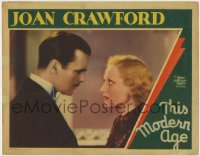 8a116 THIS MODERN AGE linen LC 1931 great profile close up of Joan Crawford & Neil Hamilton, rare!