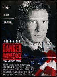 8b677 CLEAR & PRESENT DANGER French 1p 1994 great portrait of Harrison Ford and American flag!