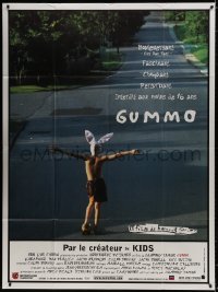 8b765 GUMMO French 1p 1997 wacky image of half-naked man on skateboard & wearing bunny hat!