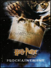 8b768 HARRY POTTER & THE PHILOSOPHER'S STONE teaser French 1p 2001 cool image of owl with letter!