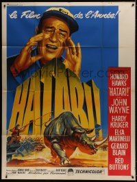 8b769 HATARI French 1p 1962 Howard Hawks, best art of John Wayne in Africa by Roger Soubie!