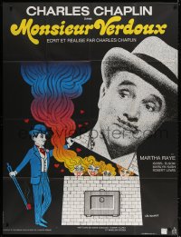 8b841 MONSIEUR VERDOUX French 1p R1973 wonderful different art of Charlie Chaplin by Leo Kouper!