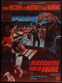 8b889 RAMPAGE French 1p R1960s different Mascii art of Mitchum & Martinelli on rooftop with leopard!