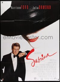 8b902 SABRINA French 1p 1996 sexy Julia Ormond in hat over suave Harrison Ford in tuxedo!